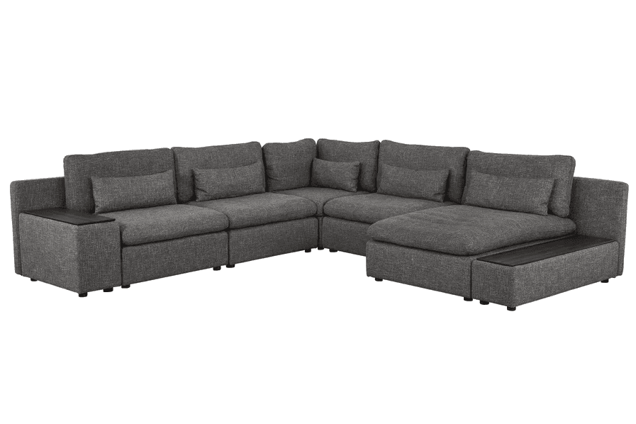 Divani Casa Paseo Charcoal Modular Sectional / 5pc - Ornate Home