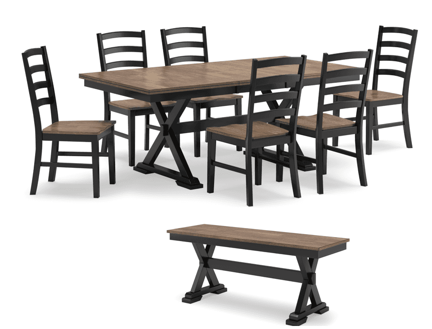 Wildenauer Brown & Black Dining Room Set / 8pc