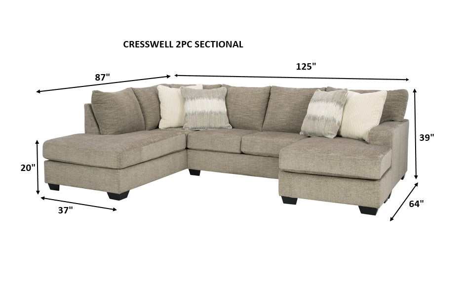 Creswell Stone 2pc Sectional w/ LAF Corner Chaise