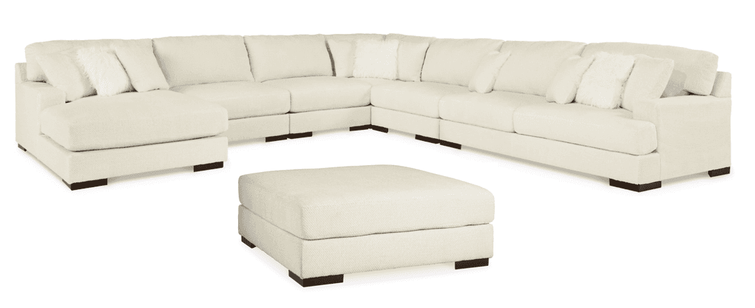 Zada Ivory 6pc LAF Chaise Sectional