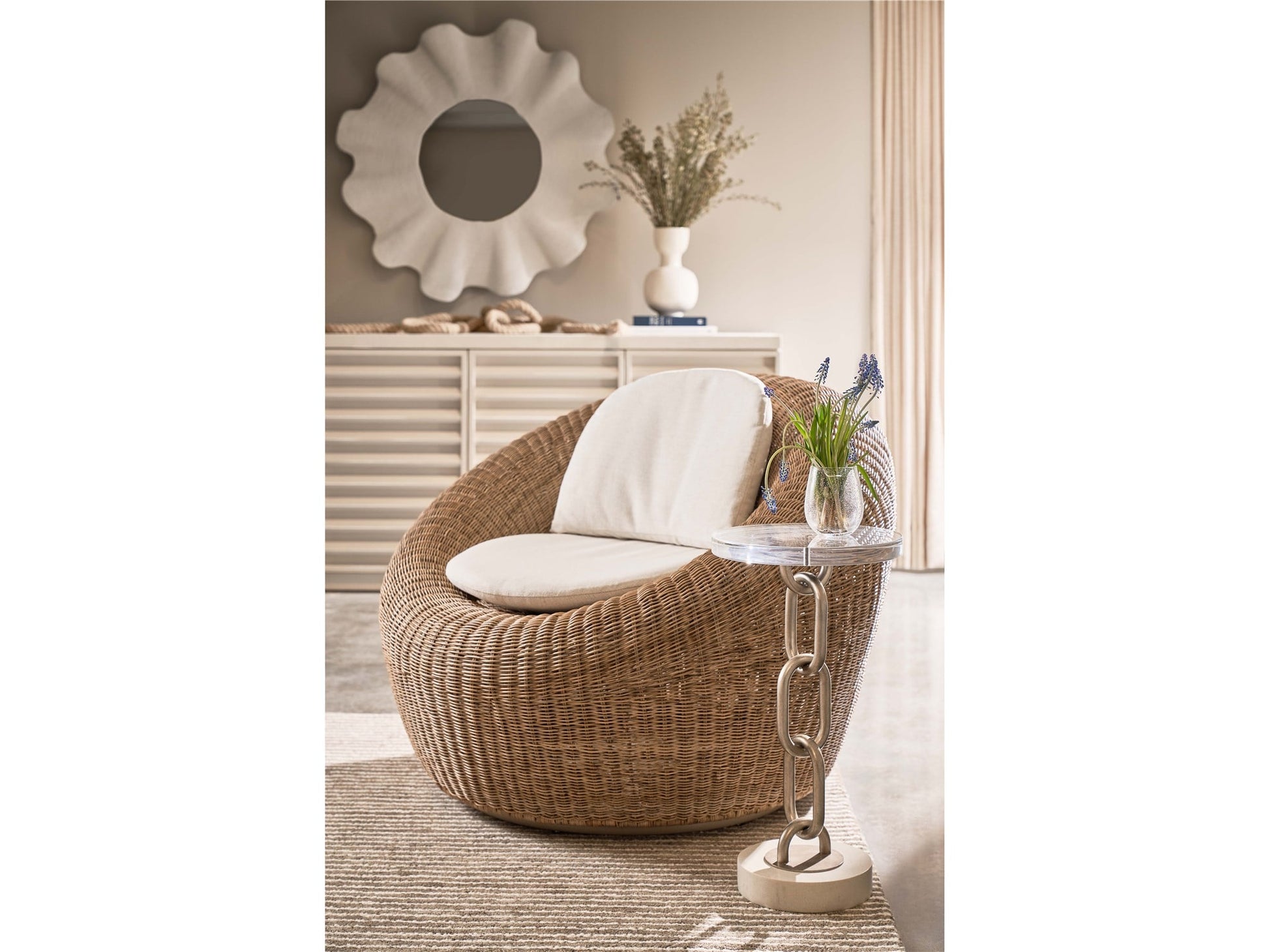 Sea Pod Nomad Snow/Natural Swivel Chair - Ornate Home