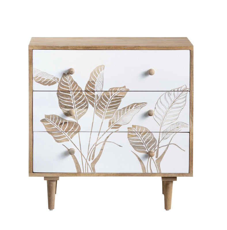 Seaside White/Brown Three-Drawer Chest - Ornate Home