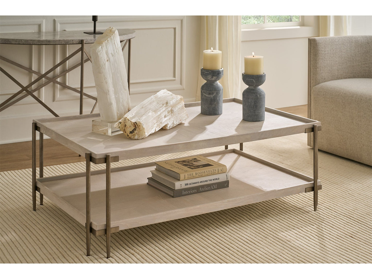 Selkie White Oak/Bronze Cocktail Table - Ornate Home
