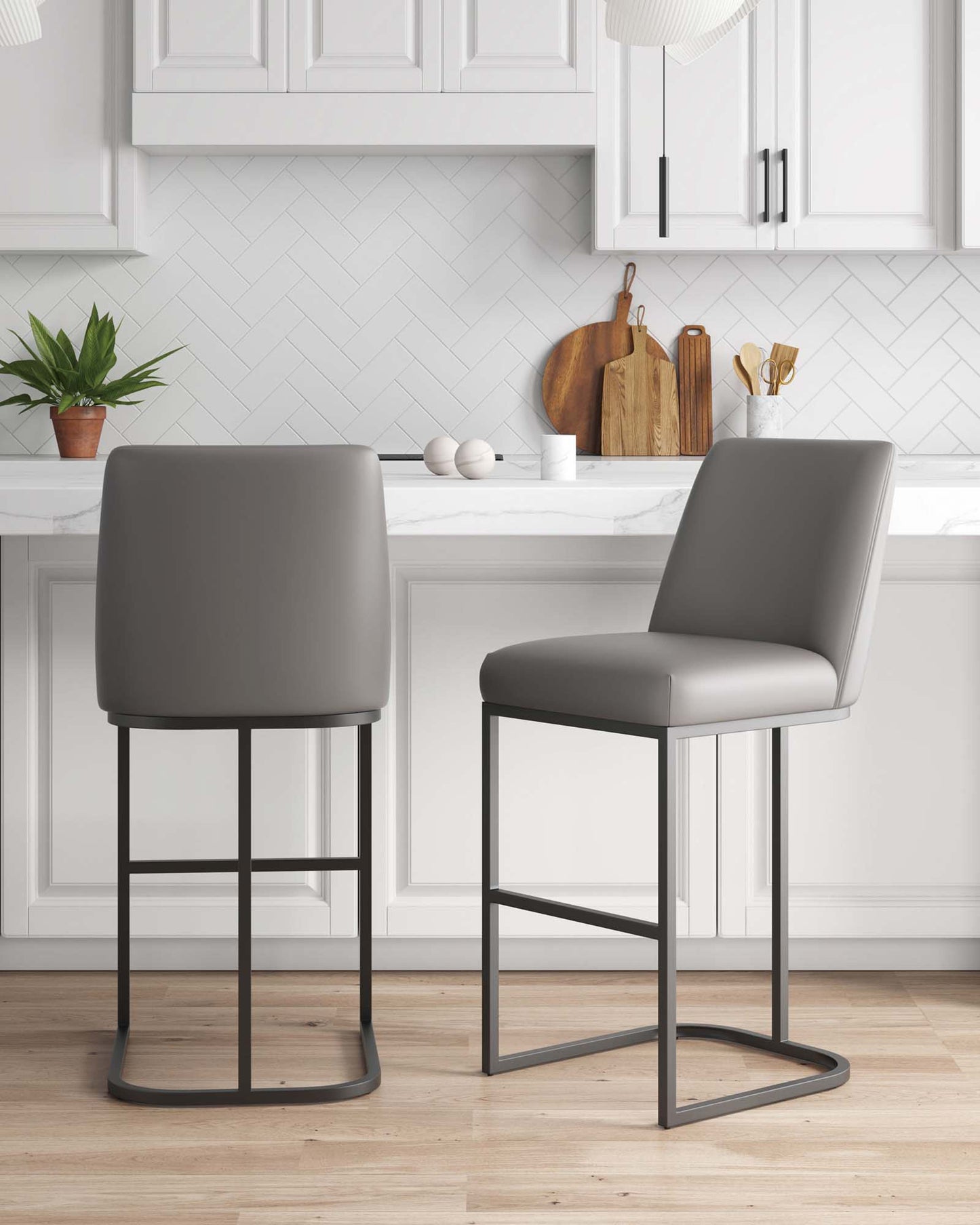 Serena Barstool in Grey (set of 2) - Ornate Home
