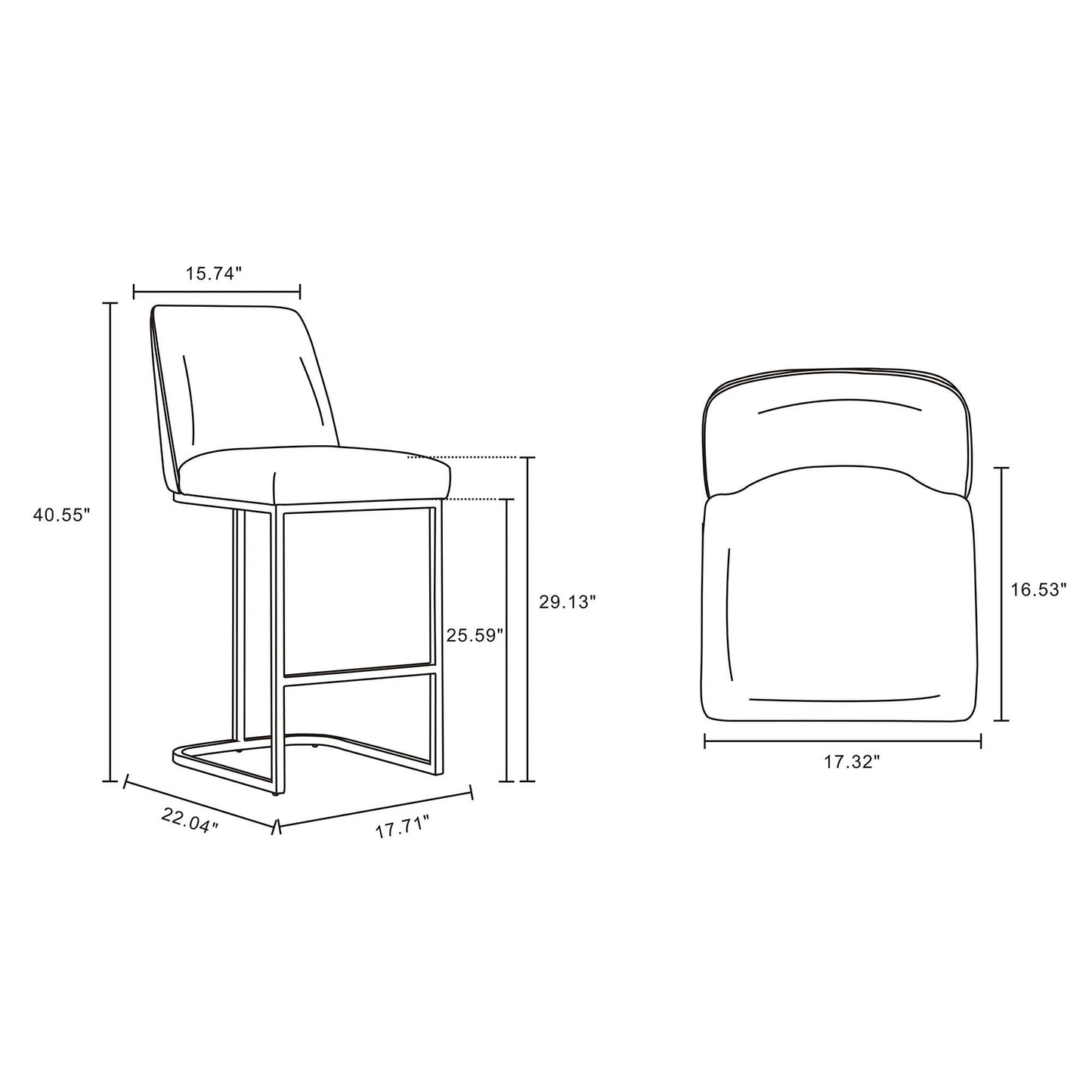 Serena Barstool in Grey (set of 2) - Ornate Home