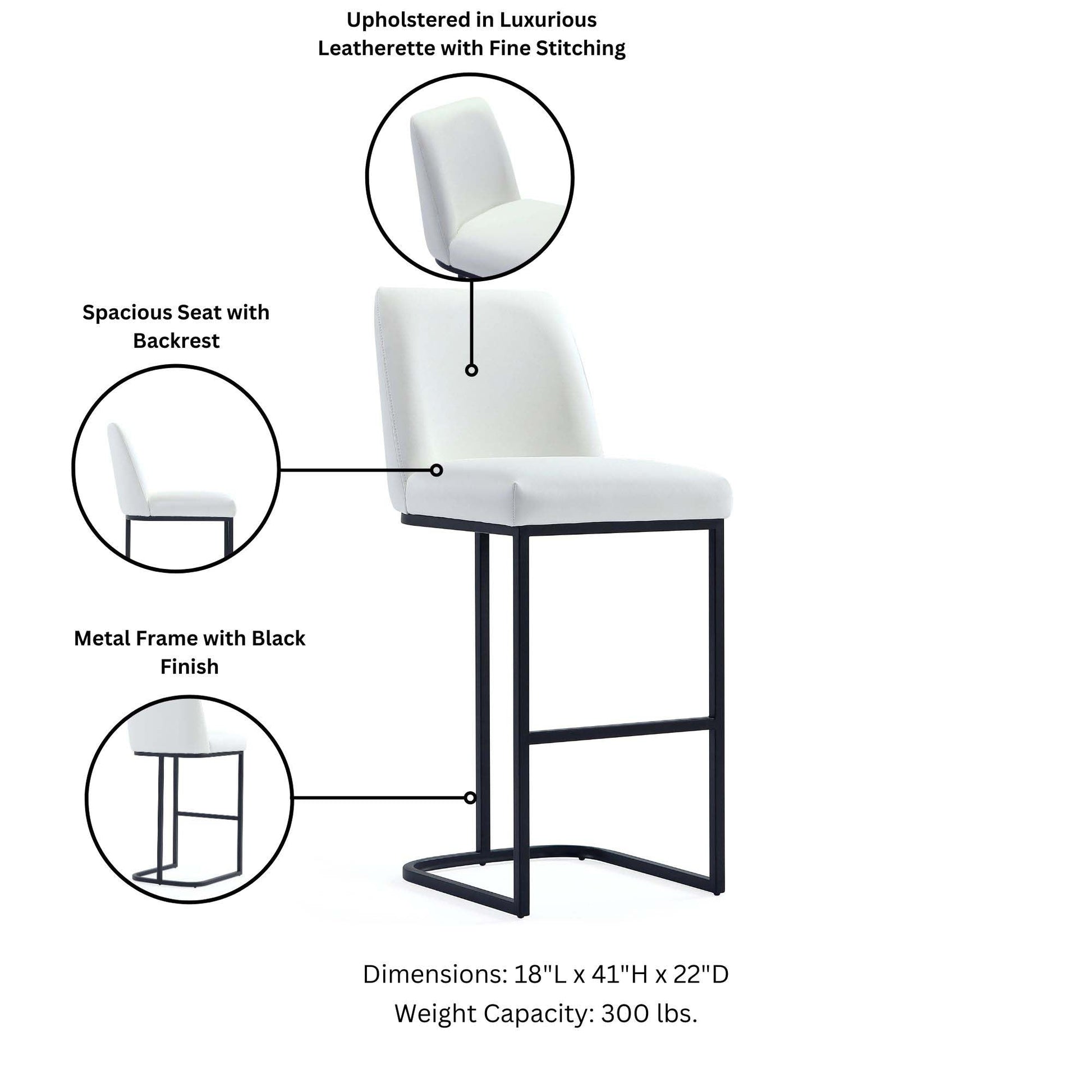 Serena Barstool in White - Ornate Home