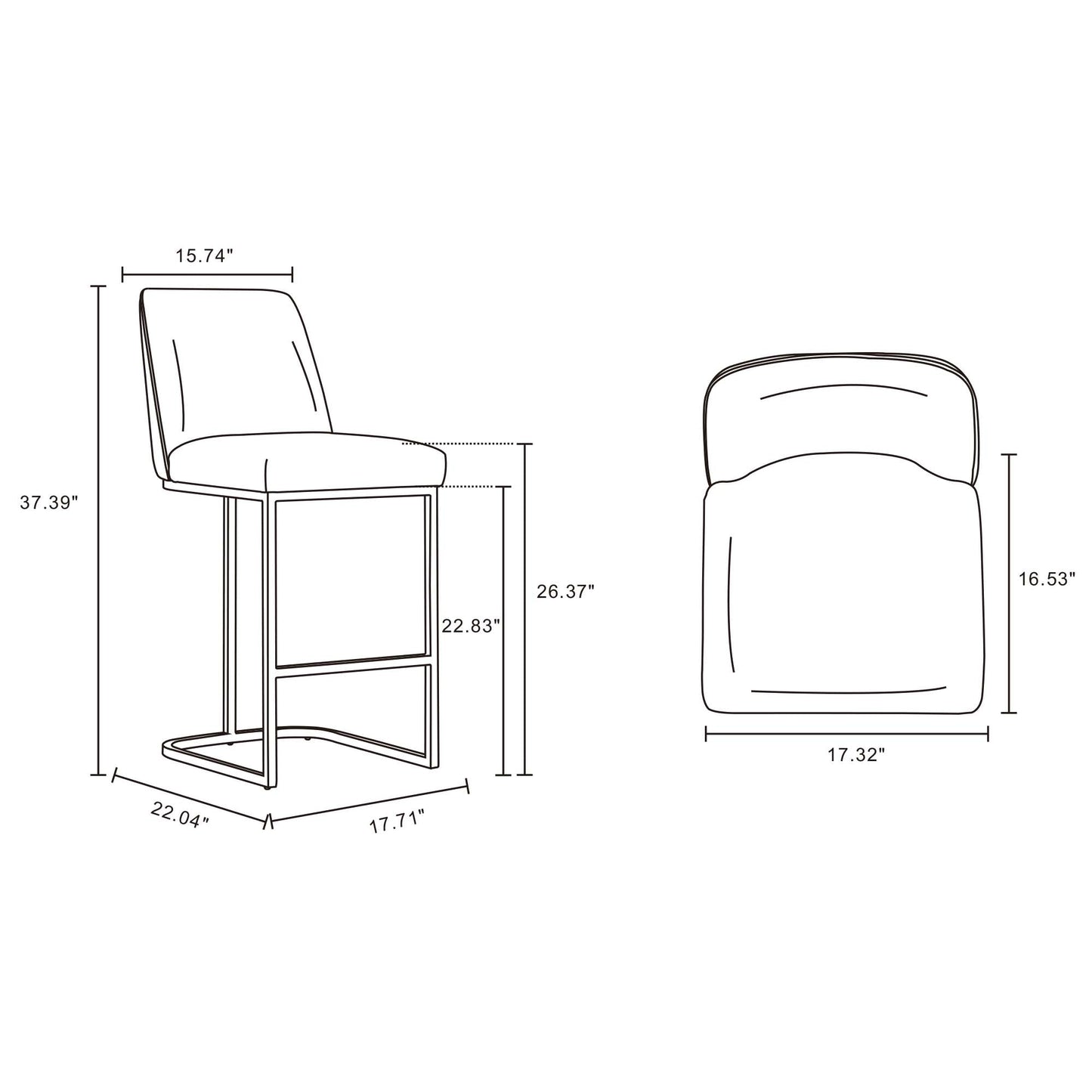 Serena Counter Stool in Grey (set of 2) - Ornate Home
