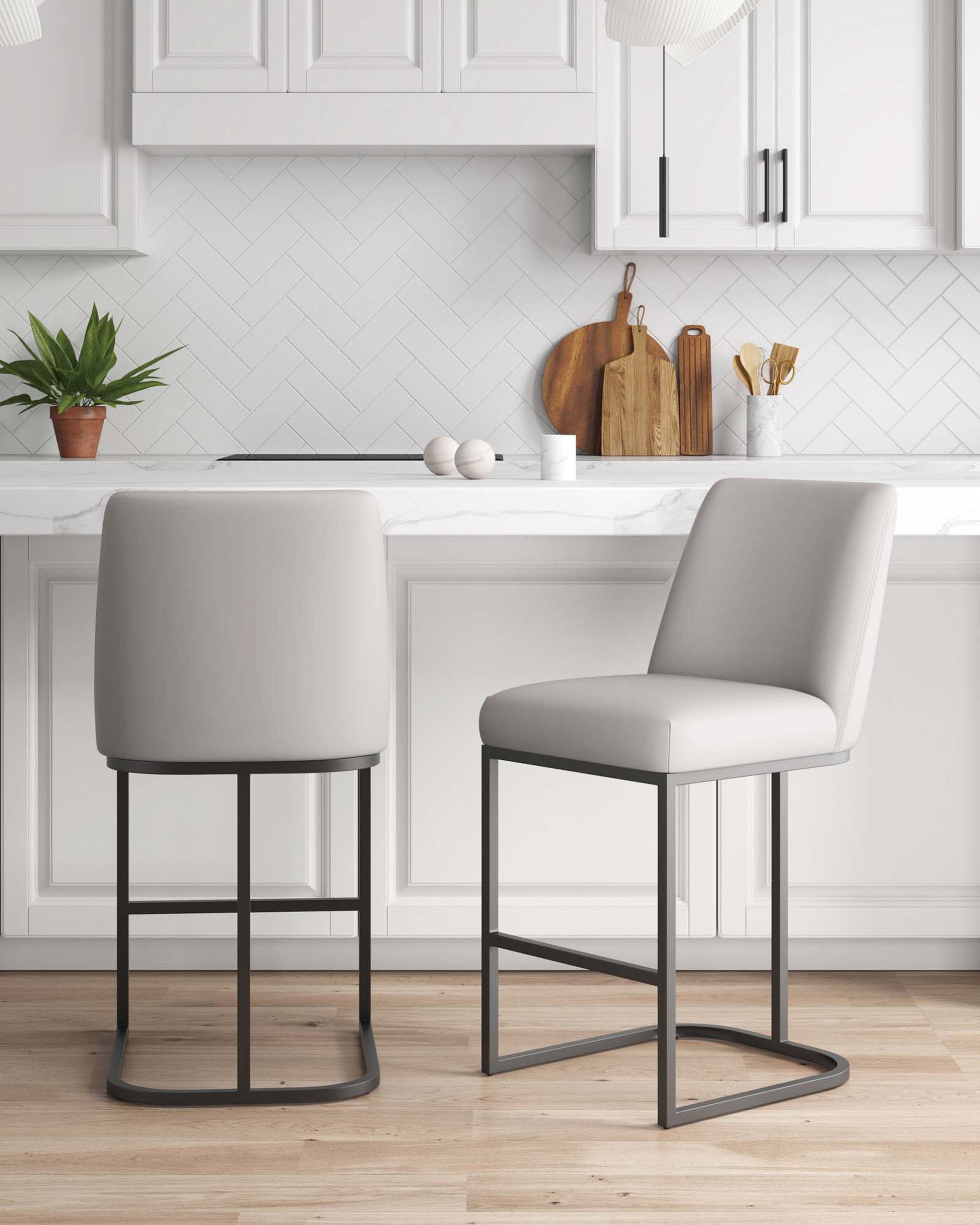 Serena Counter Stool in Light Grey (set of 2) - Ornate Home