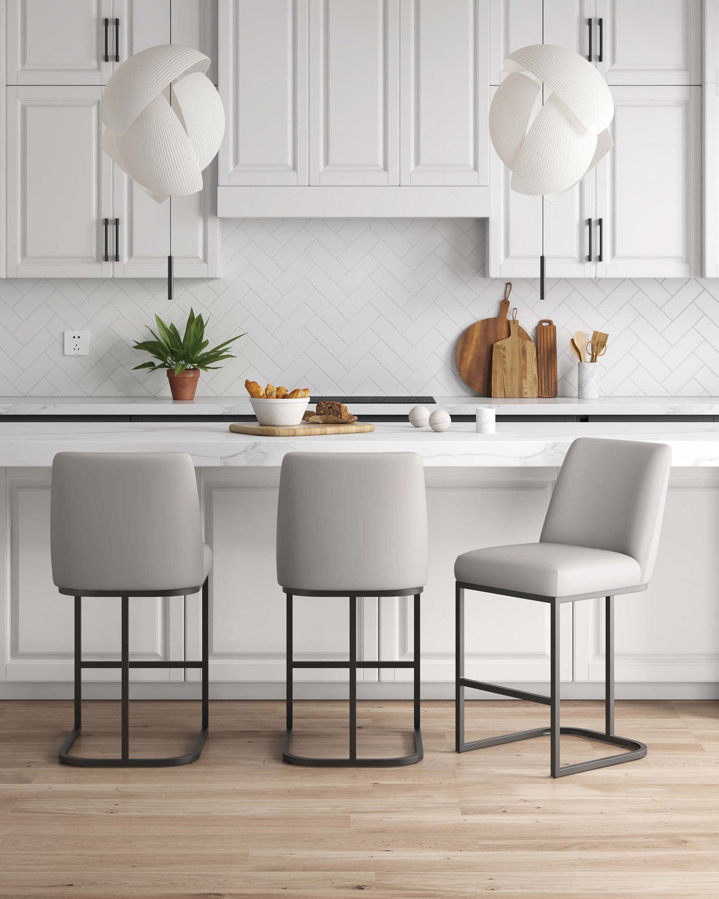 Serena Counter Stool in Light Grey (set of 3) - Ornate Home
