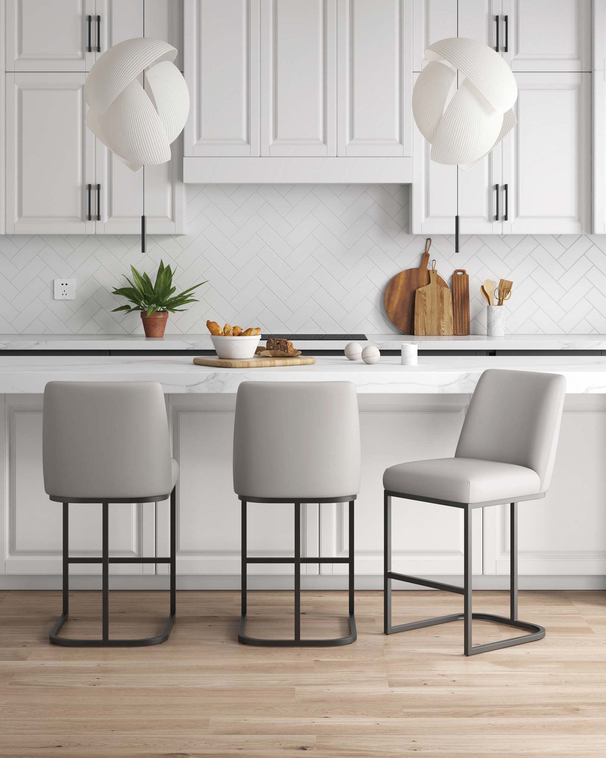 Serena Counter Stool in Light Grey (set of 3) - Ornate Home