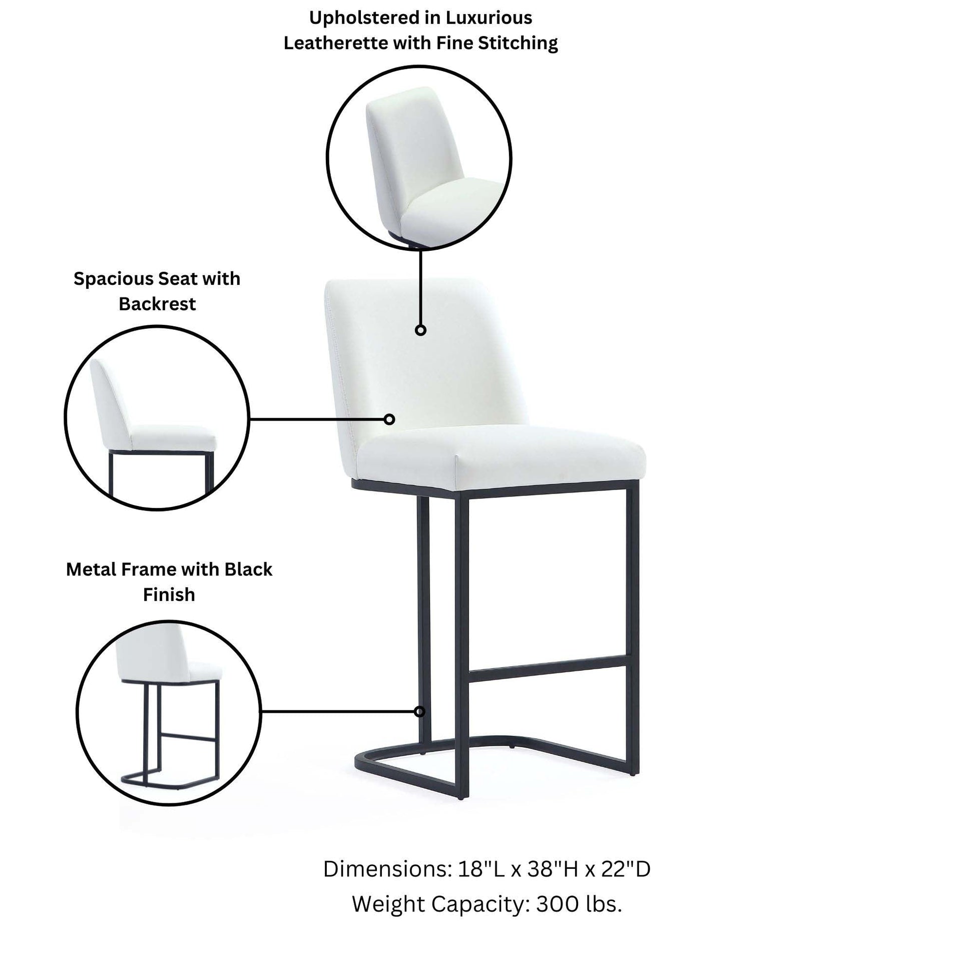 Serena Counter Stool in White - Ornate Home