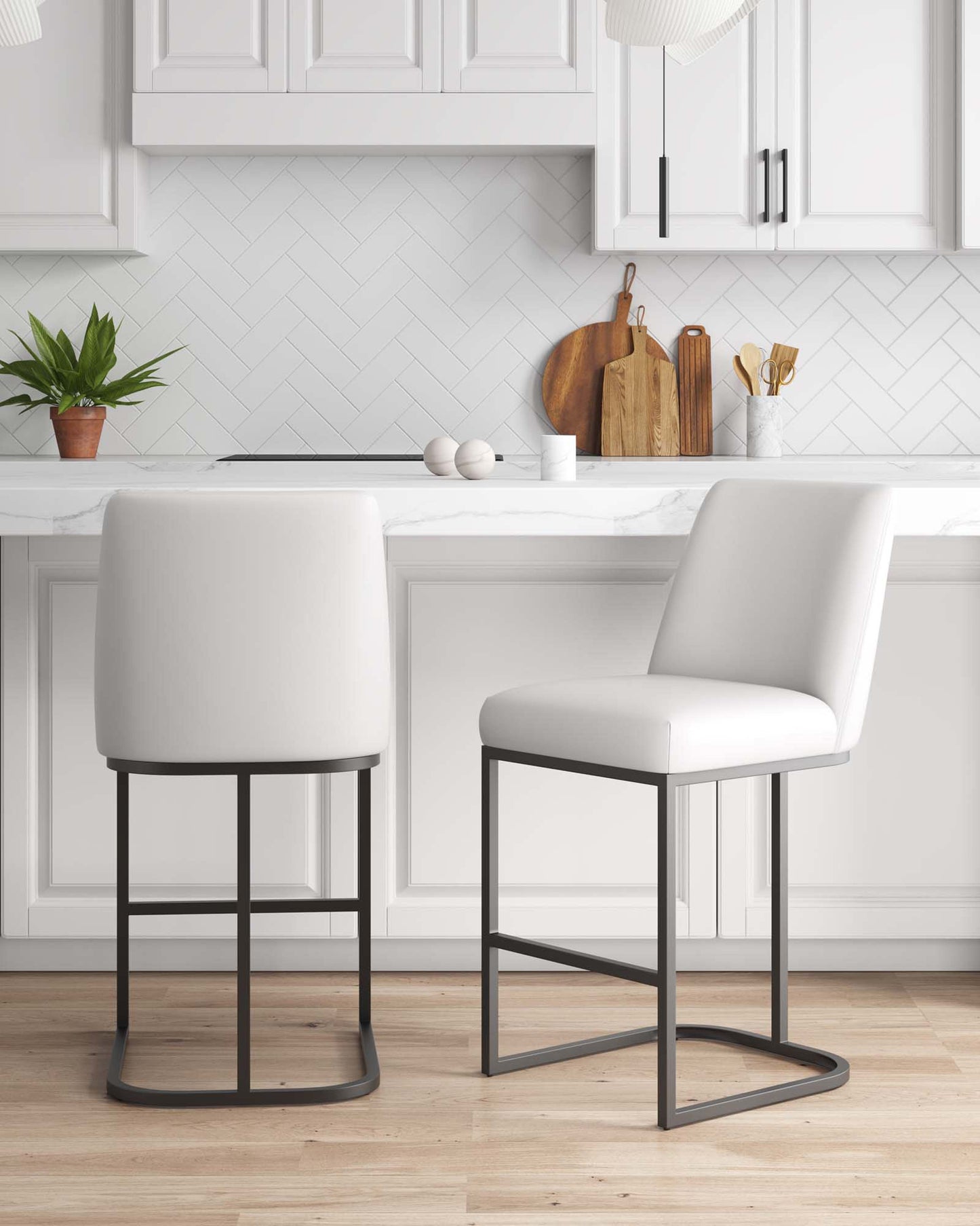 Serena Counter Stool in White (set of 2) - Ornate Home