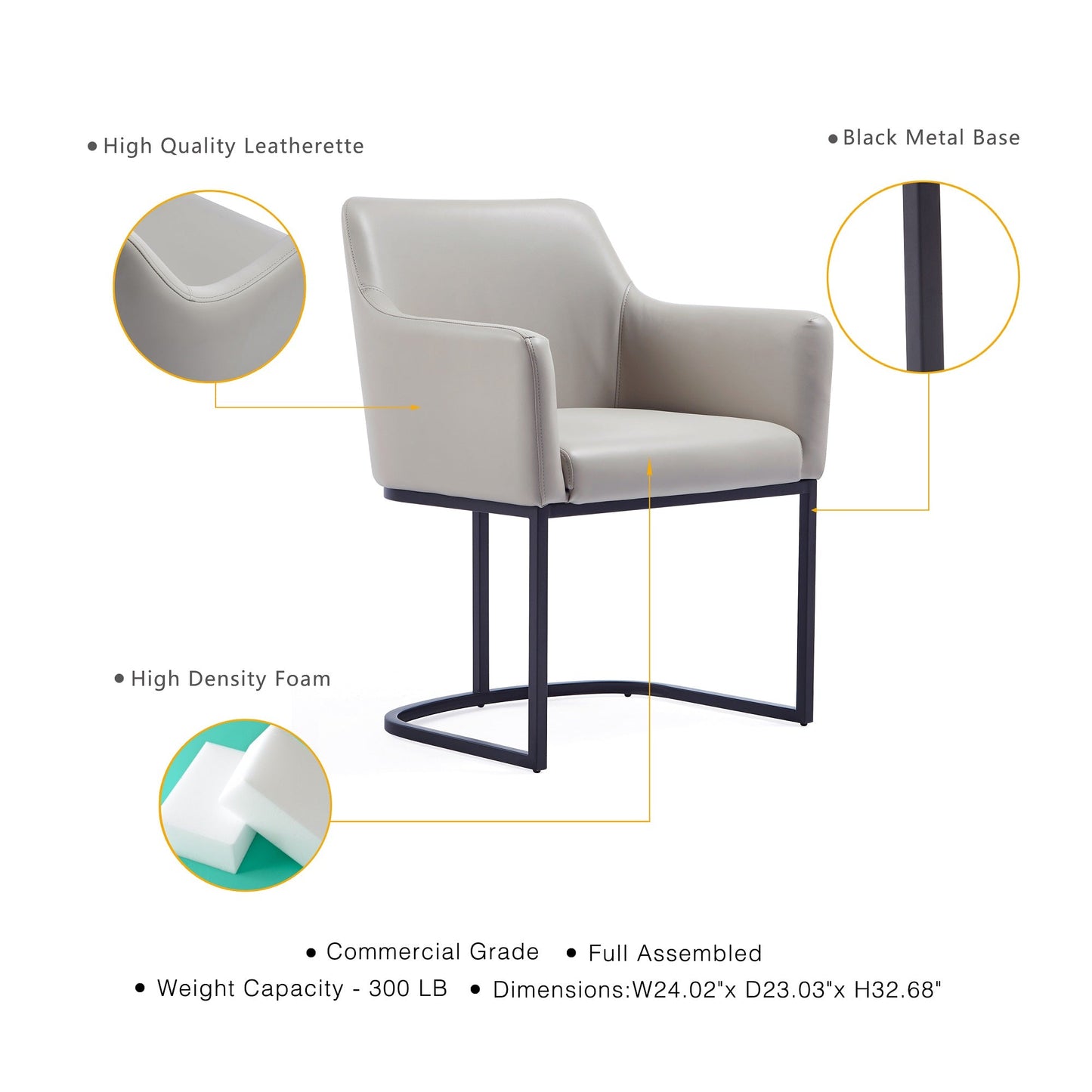 Serena Dining Armchair in Light Grey - Ornate Home