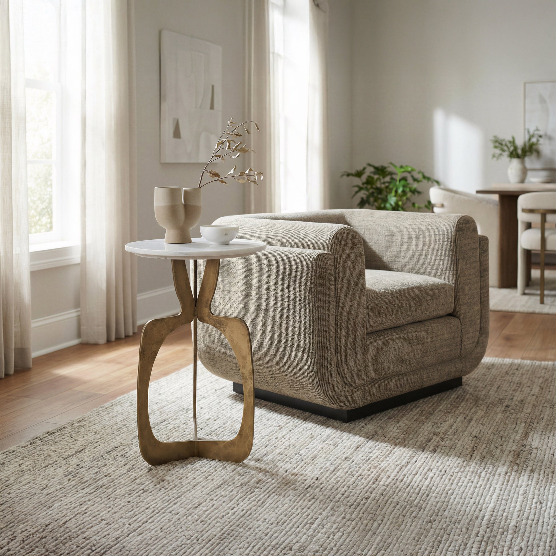 Sereneu Green Tweed Accent Chair - Ornate Home