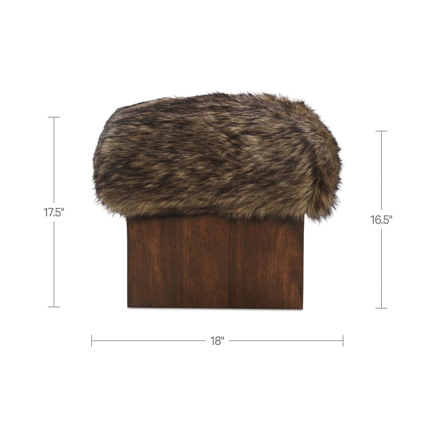 Serge Brown Faux Fur Ottoman - Ornate Home