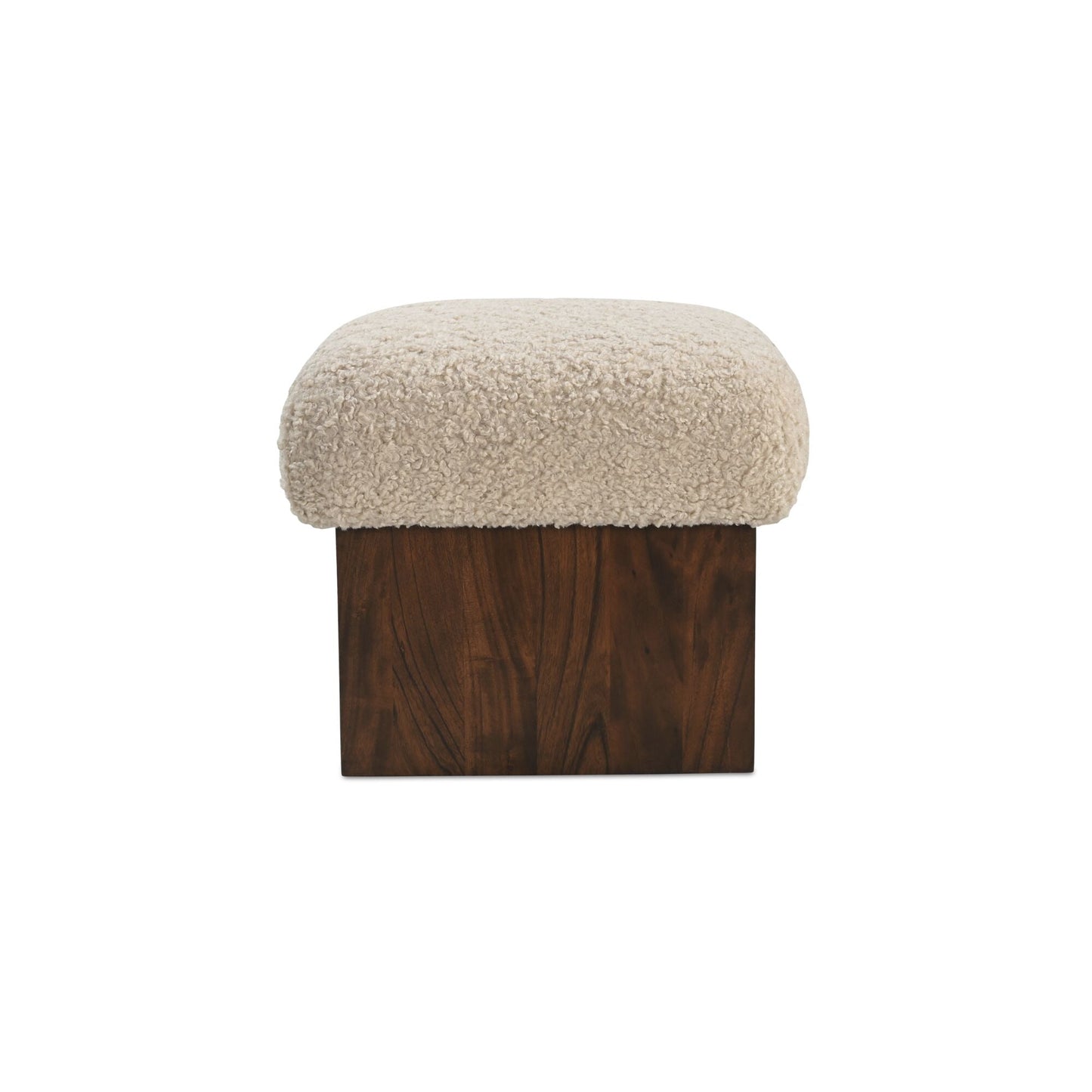 Serge Cream Faux Shearling Ottoman - Ornate Home