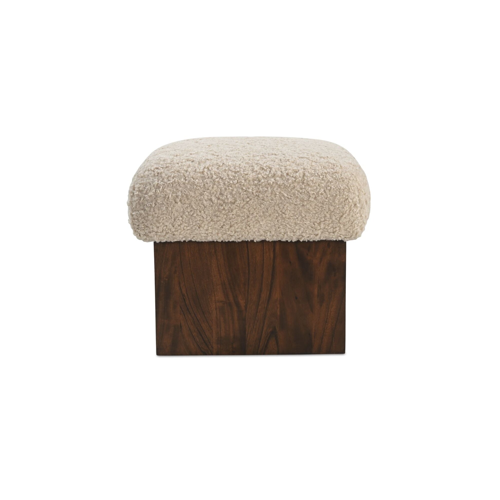 Serge Cream Faux Shearling Ottoman - Ornate Home