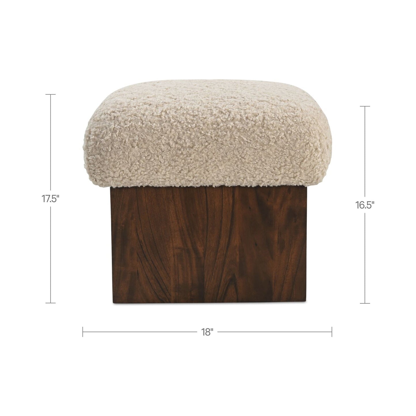 Serge Cream Faux Shearling Ottoman - Ornate Home