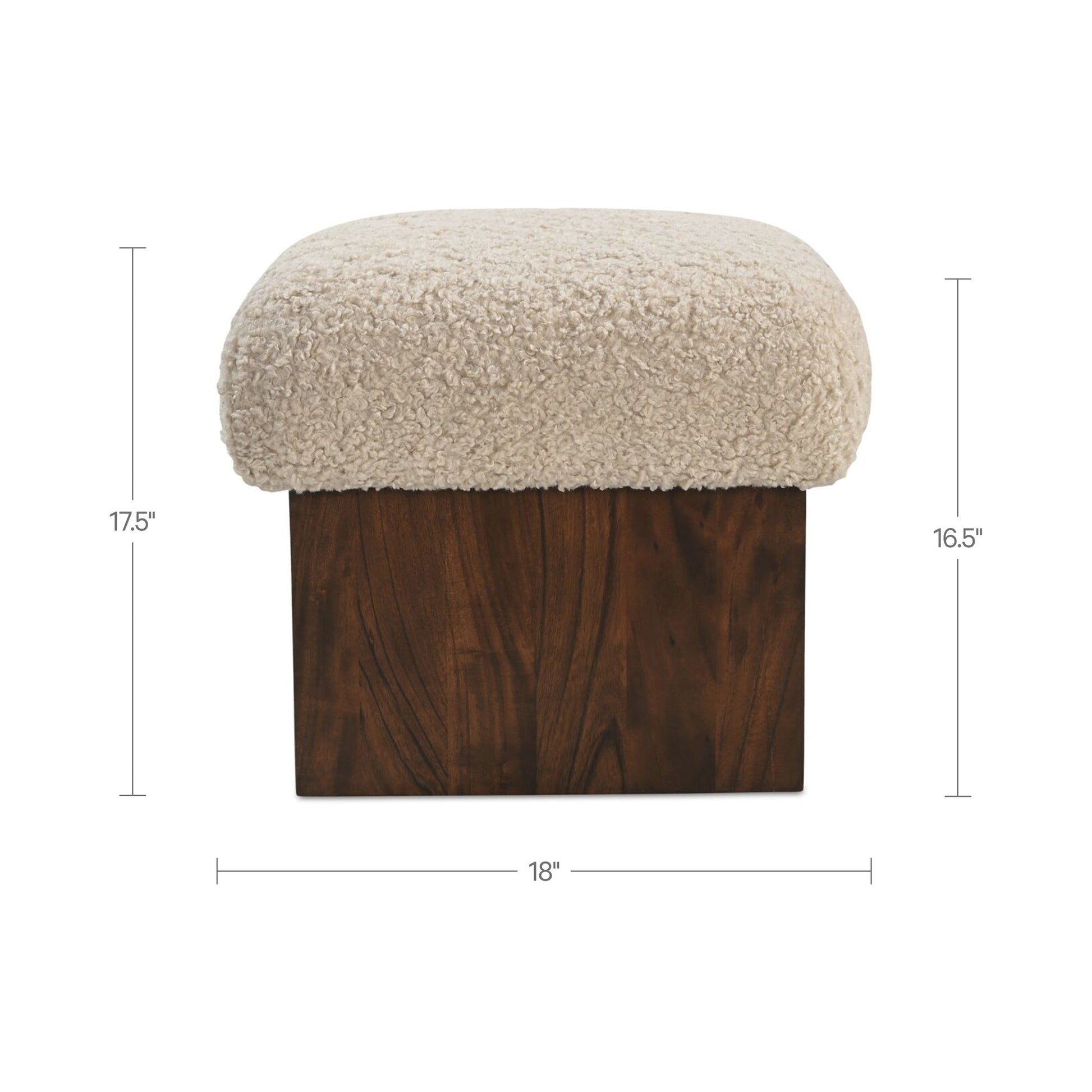 Serge Cream Faux Shearling Ottoman - Ornate Home