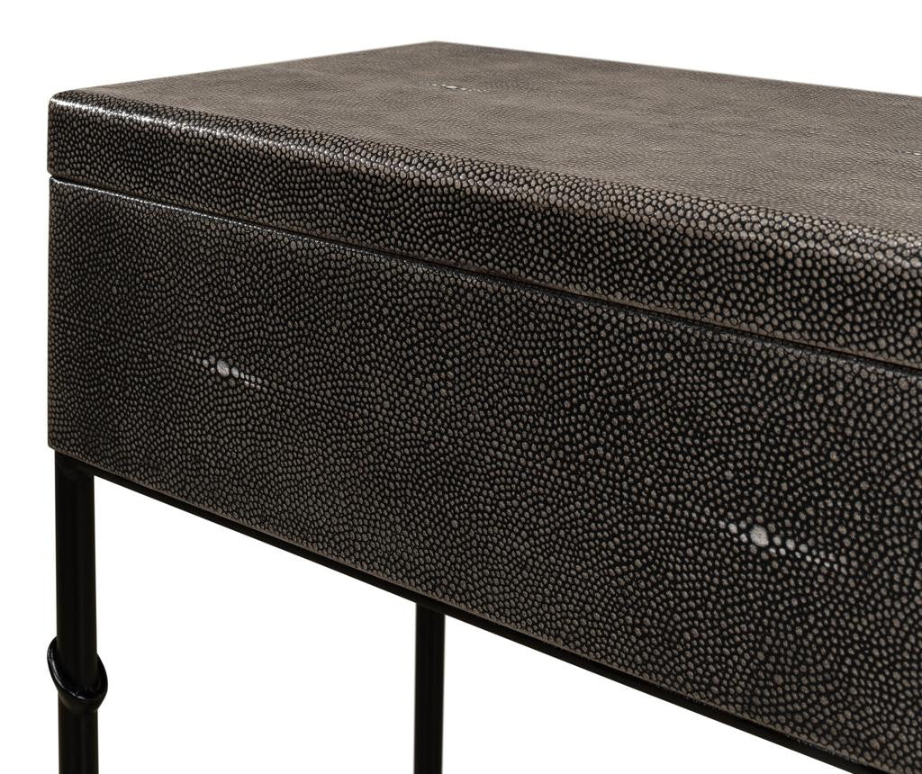 Shagreen Atelier Grey Leather Box On Stand - Ornate Home