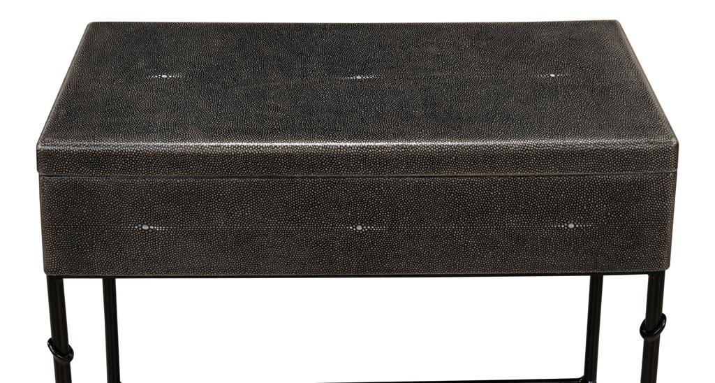 Shagreen Atelier Grey Leather Box On Stand - Ornate Home