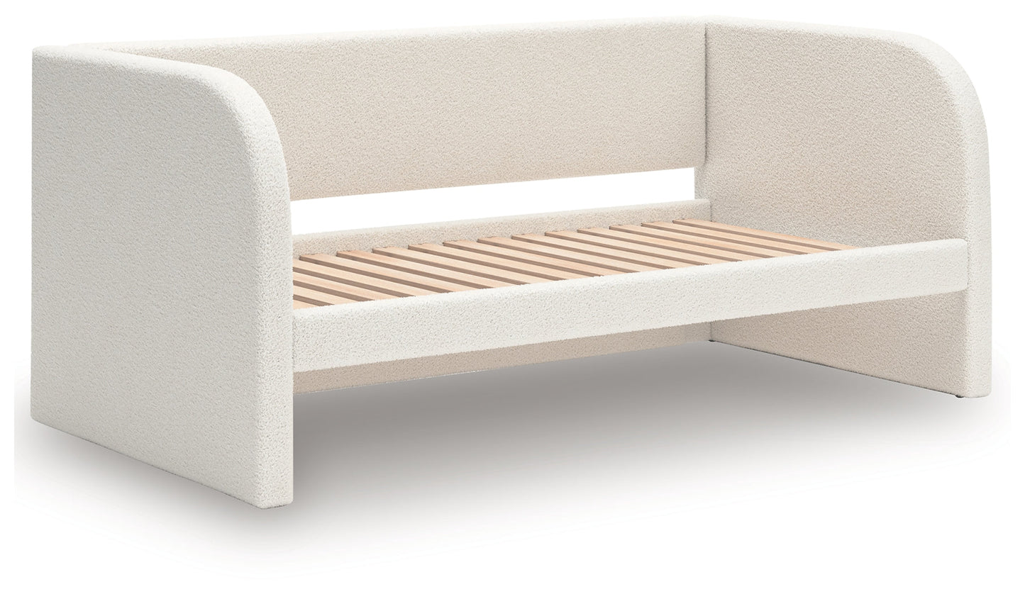 Shapella Tan/White Twin Upholstered Day Bed- Viva Furn