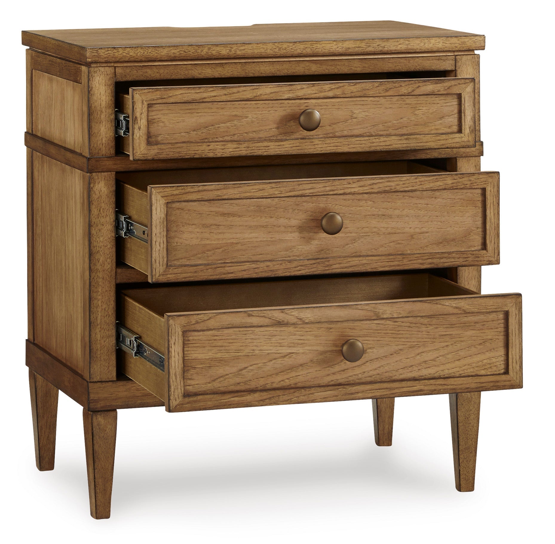 Sharlance Brown Three Drawer Nightstand- Viva Furn
