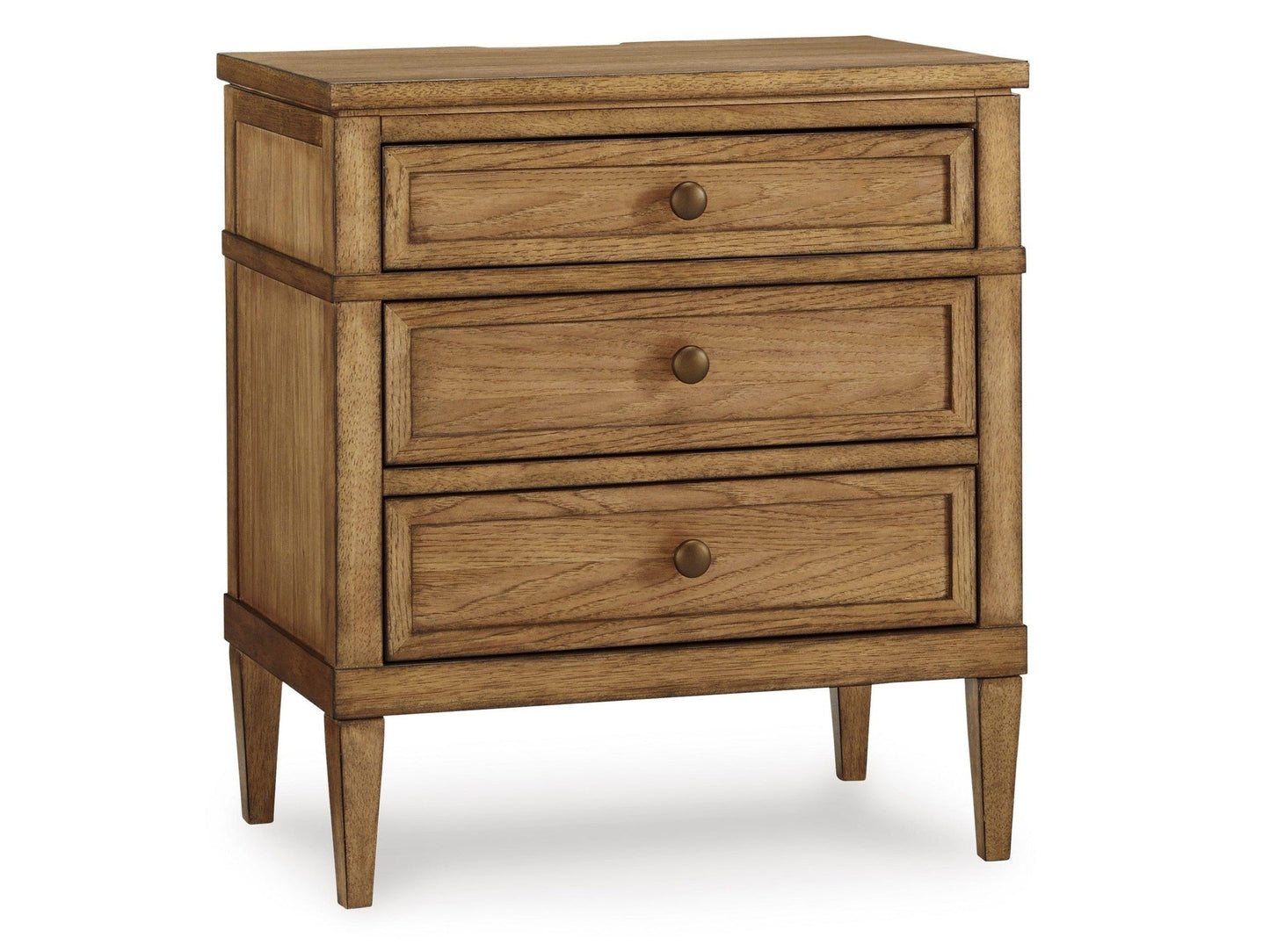 Sharlance Brown Three Drawer Nightstand- Viva Furn