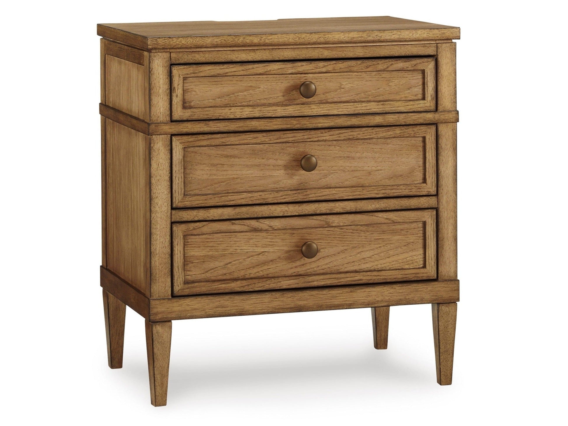 Sharlance Brown Three Drawer Nightstand- Viva Furn