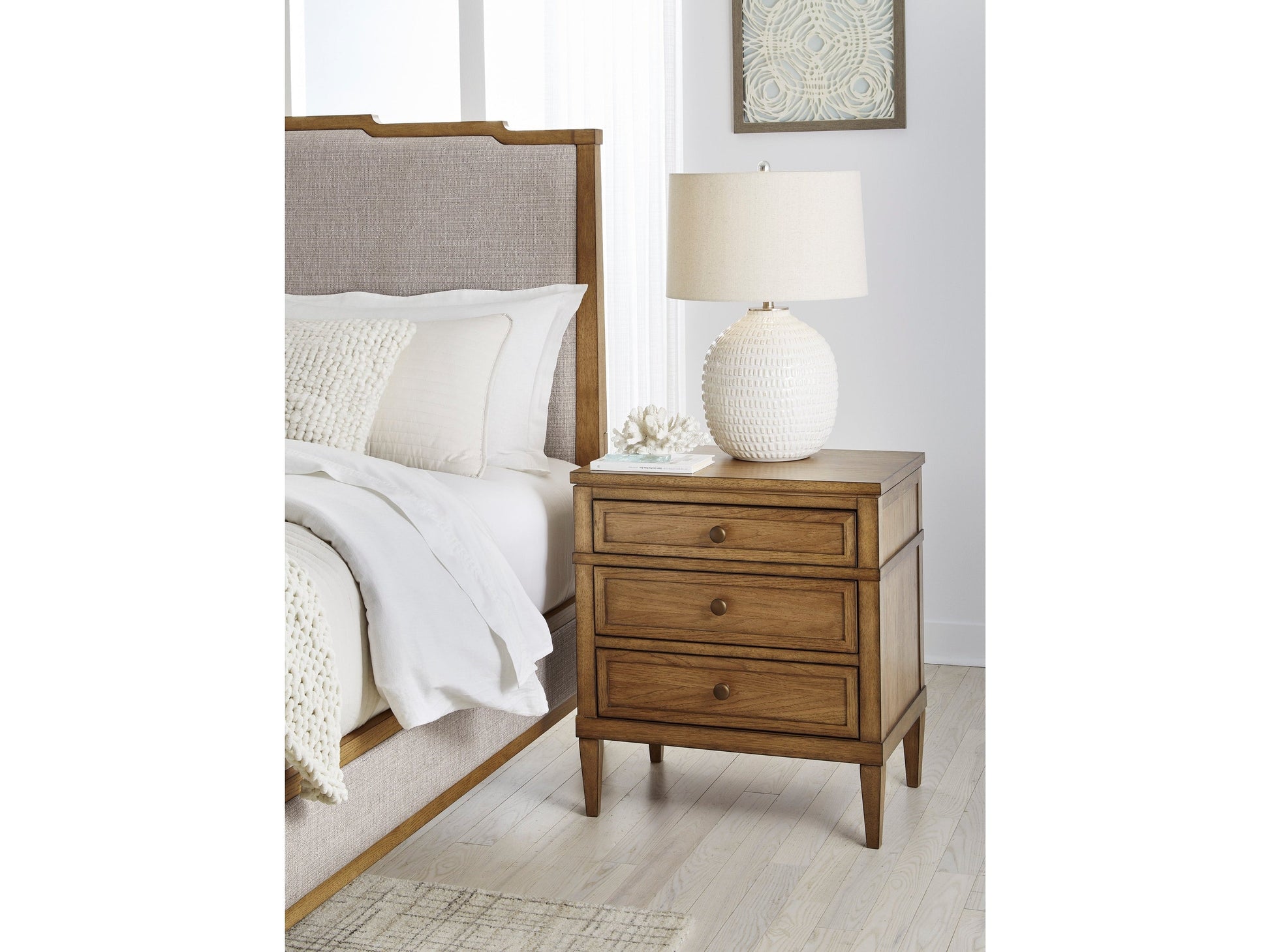 Sharlance Brown Three Drawer Nightstand- Viva Furn