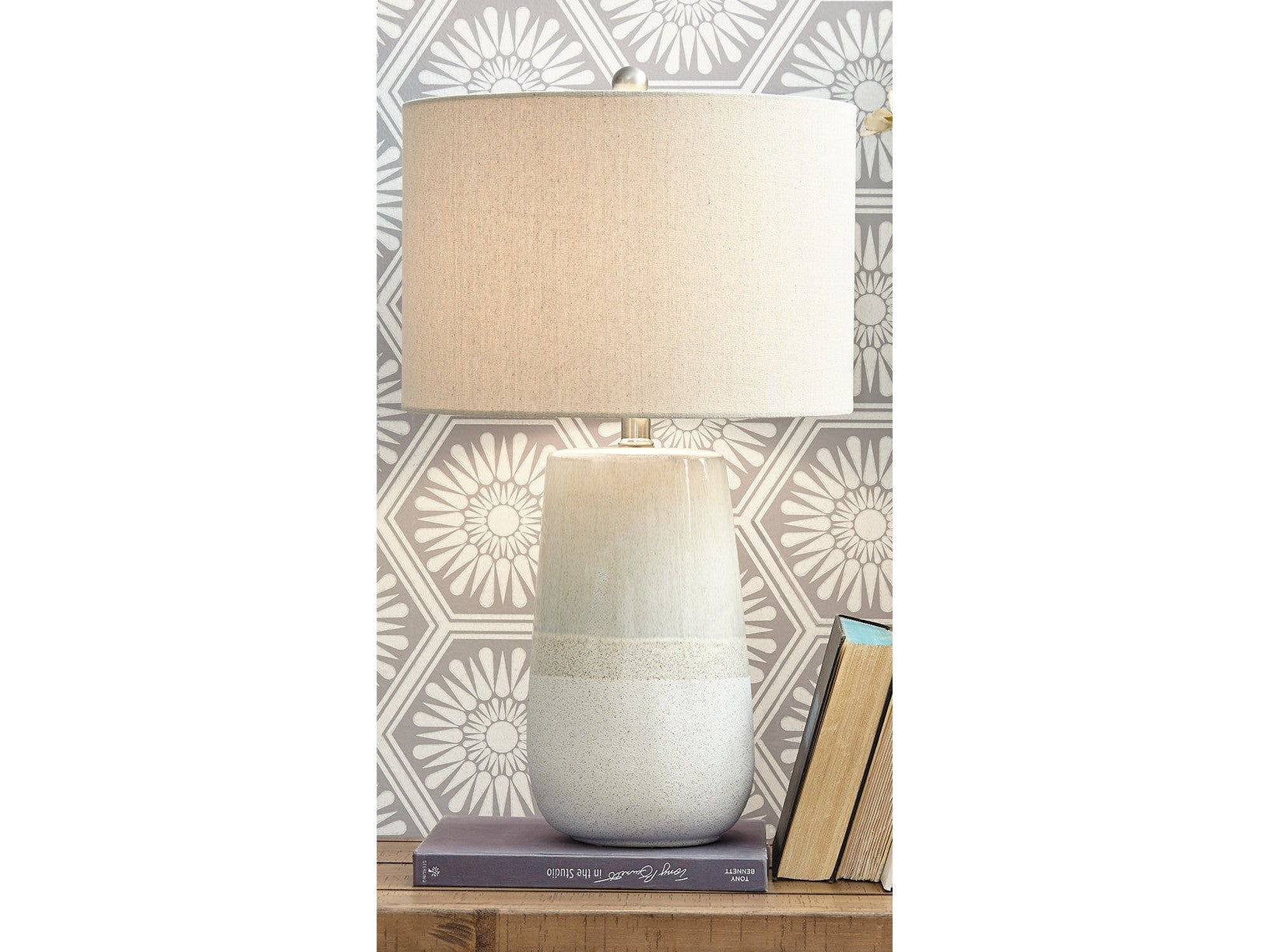 Shavon Beige/White Table Lamp (Set of 2)- Viva Furn