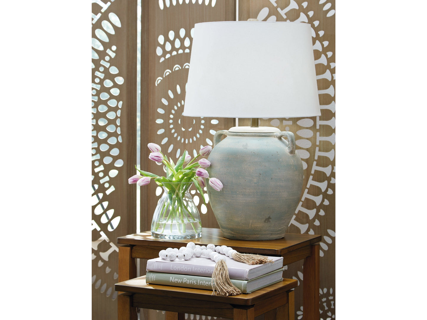 Shawburg Antique Green 2-Piece Lamp Set- Viva Furn