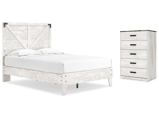 Shawburn White/Brown Full Panel Bed w/Chest- Viva Furn
