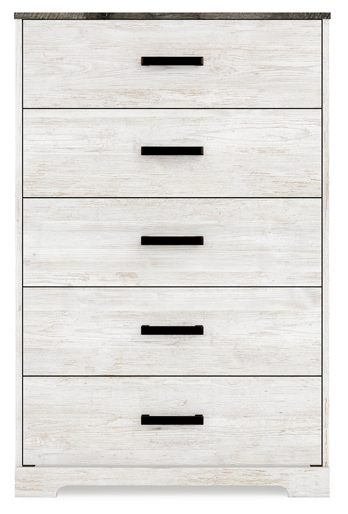 Shawburn White/Brown Full Panel Bed w/Chest- Viva Furn
