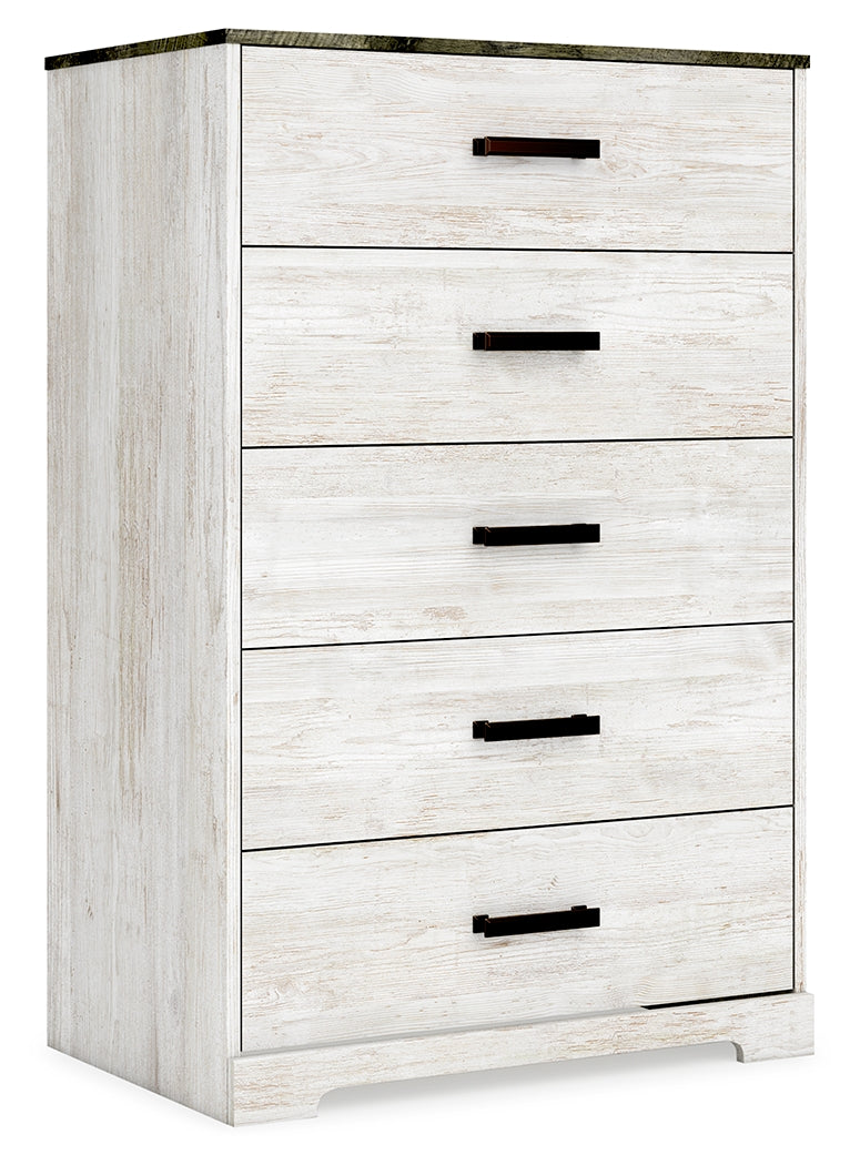 Shawburn White/Brown Full Panel Bed w/Chest- Viva Furn