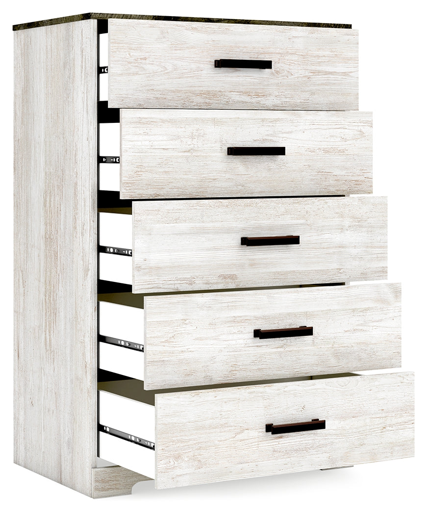 Shawburn White/Brown Full Panel Bed w/Chest- Viva Furn