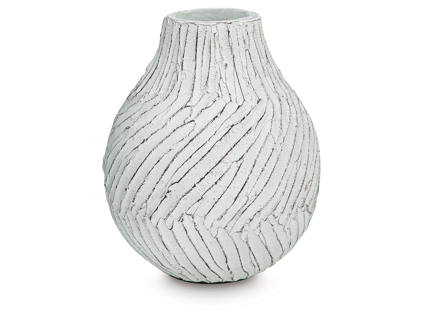 Shelvie Distressed White Vase- Viva Furn