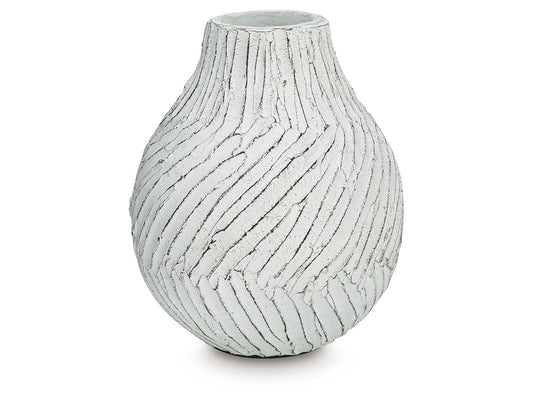 Shelvie Distressed White Vase- Viva Furn