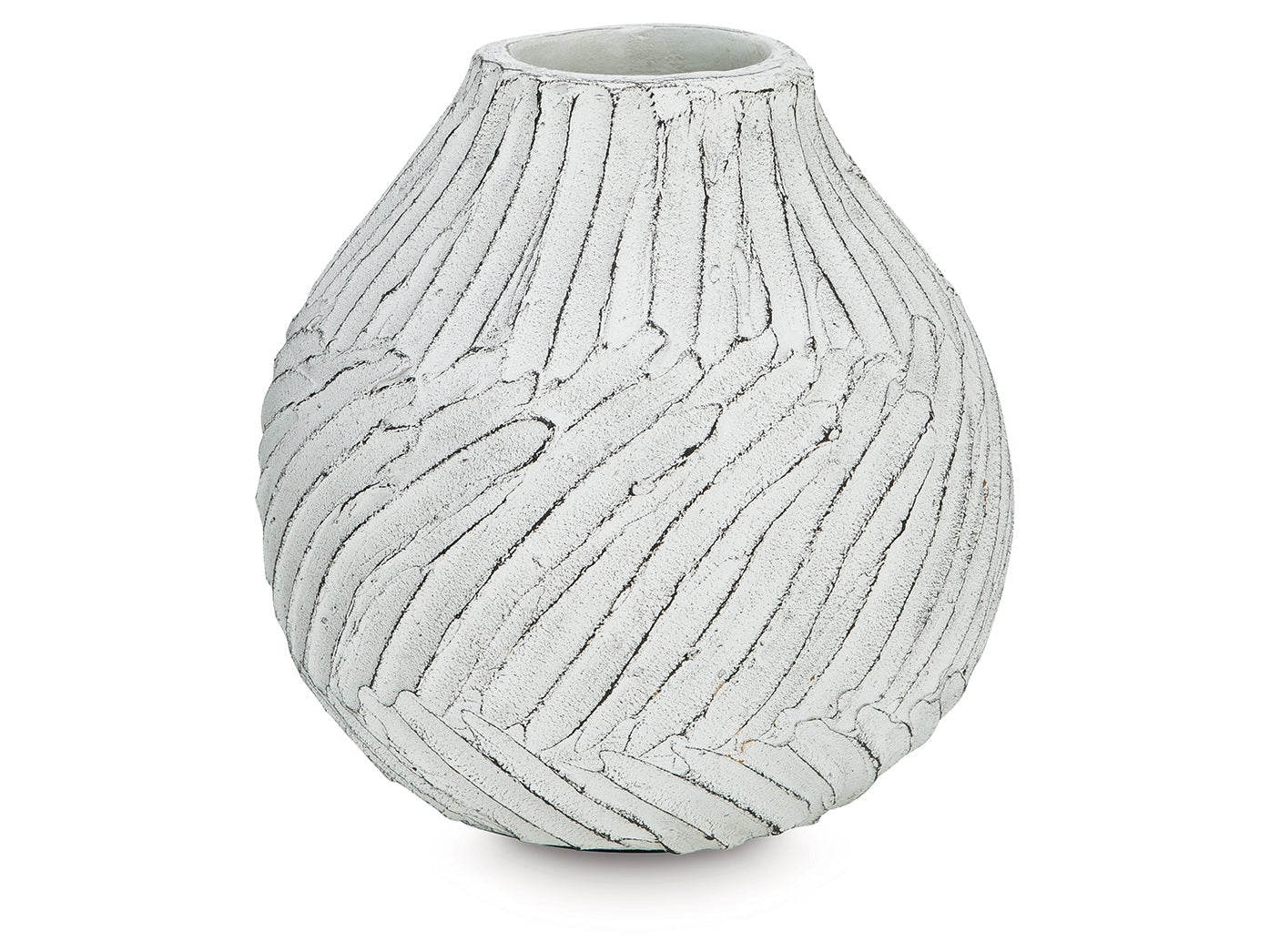 Shelvie Distressed White Vase- Viva Furn