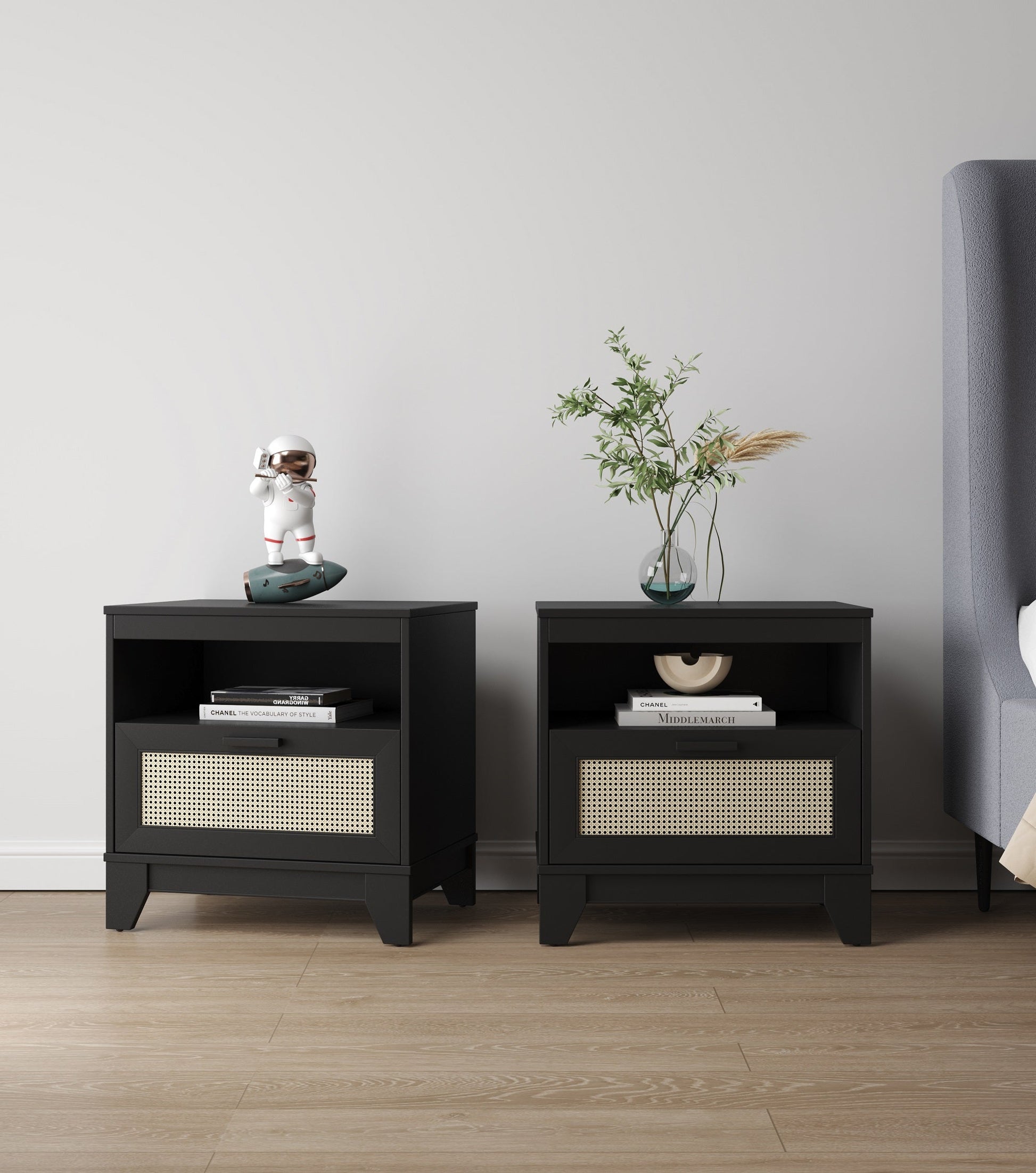 Sheridan Nightstand in Black (set of 2) - Ornate Home