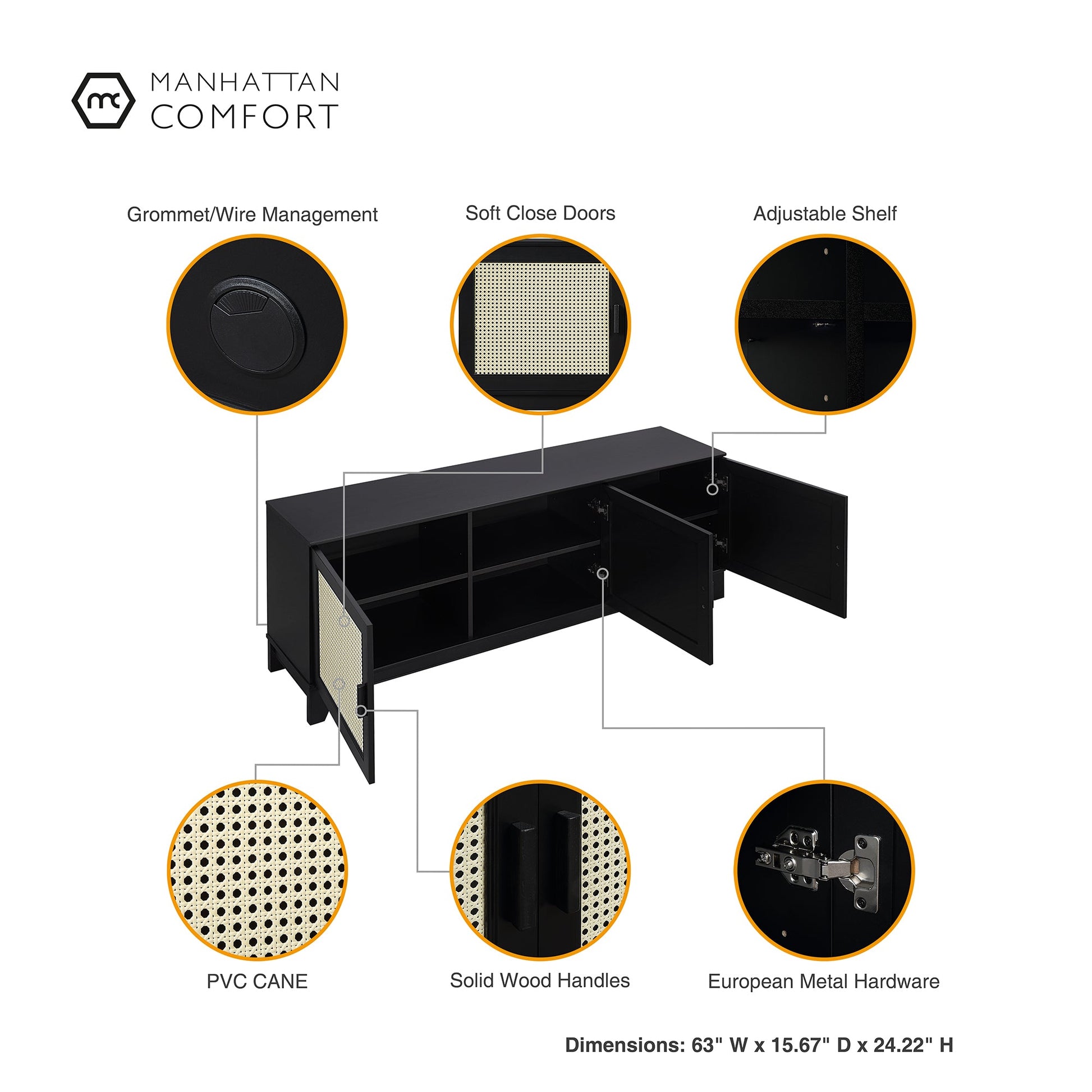 Sheridan TV Stand in Black - Ornate Home