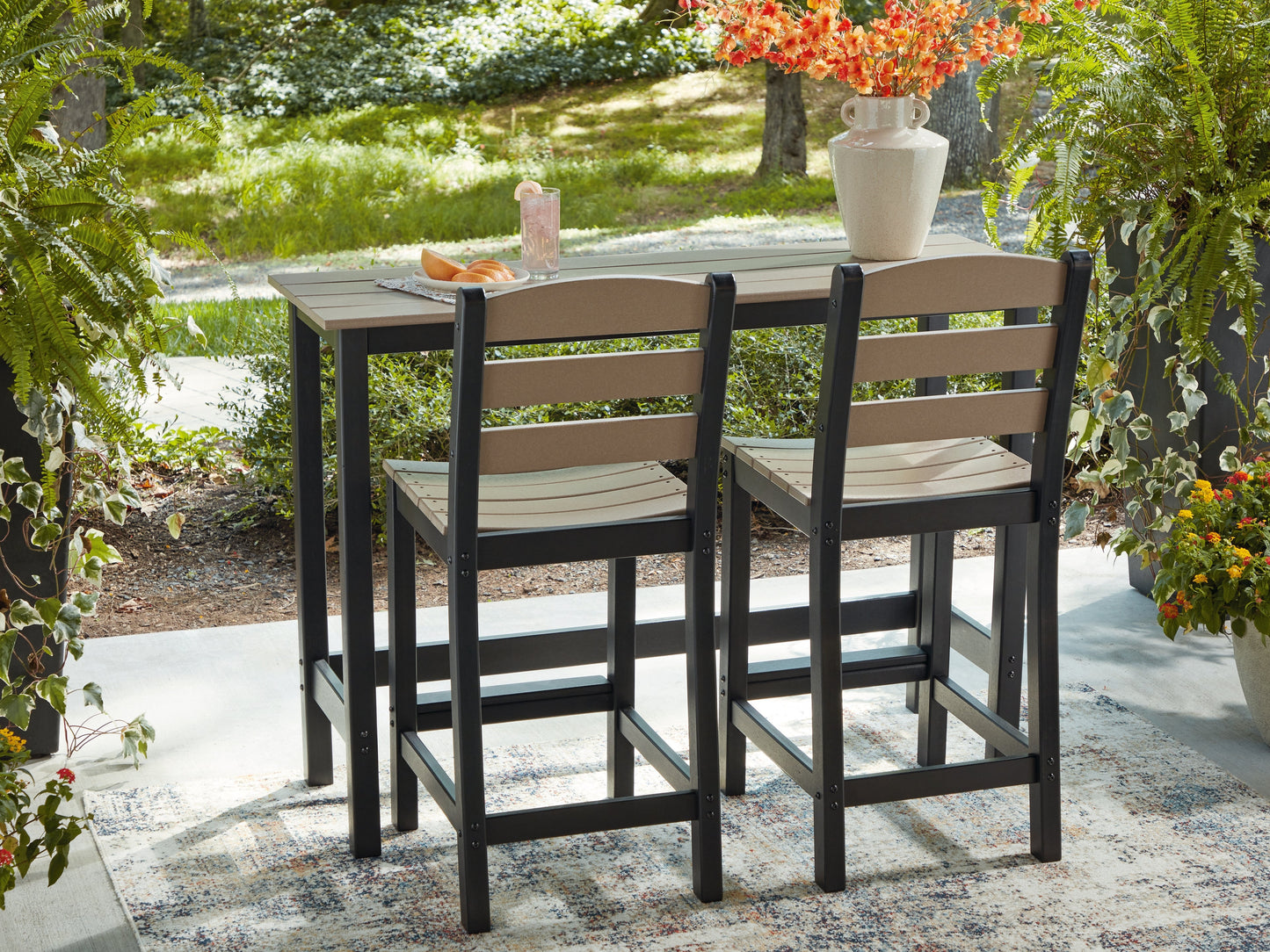 Shoreline Beach Black/Beige Counter Table Set (Set of 3)- Viva Furn