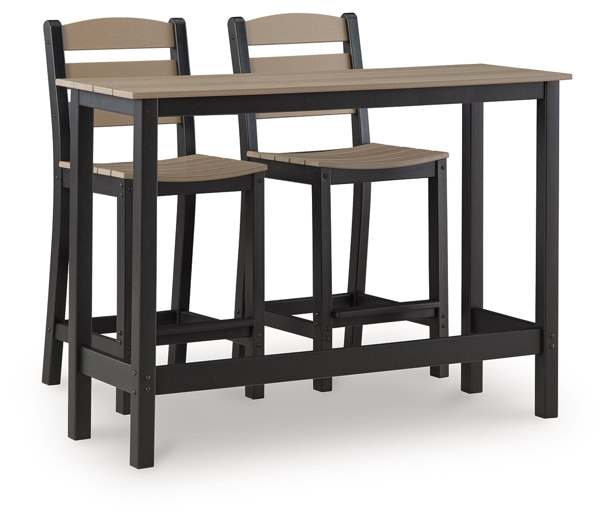 Shoreline Beach Black/Beige Counter Table Set (Set of 3)- Viva Furn