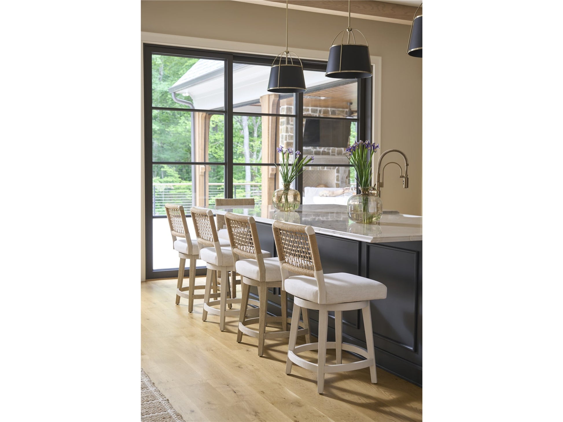 Shoreline White Pine/Crypton Nomad Snow Swivel Counter Stool - Ornate Home