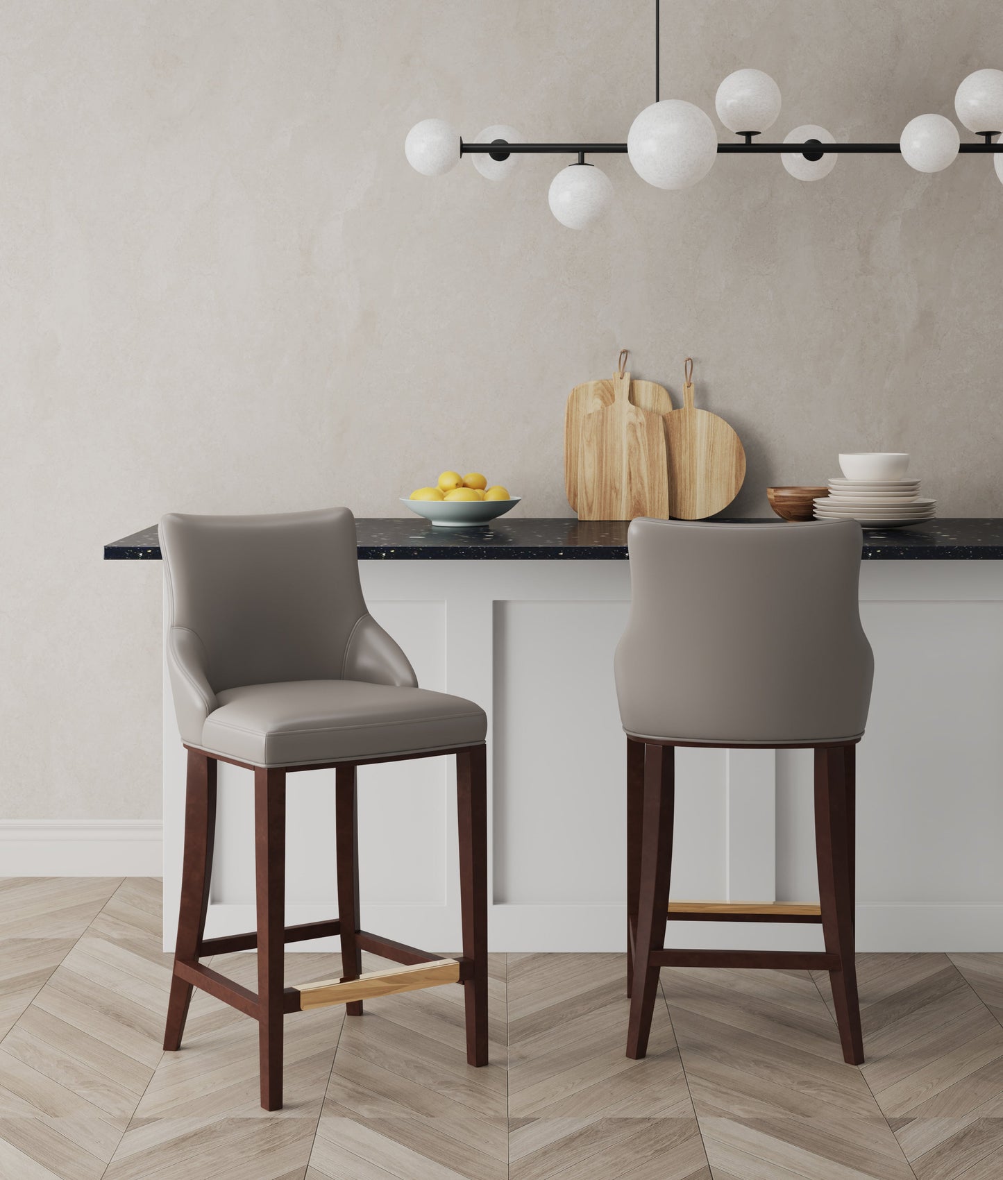 Shubert Barstool in Dark Taupe (set of 2) - Ornate Home