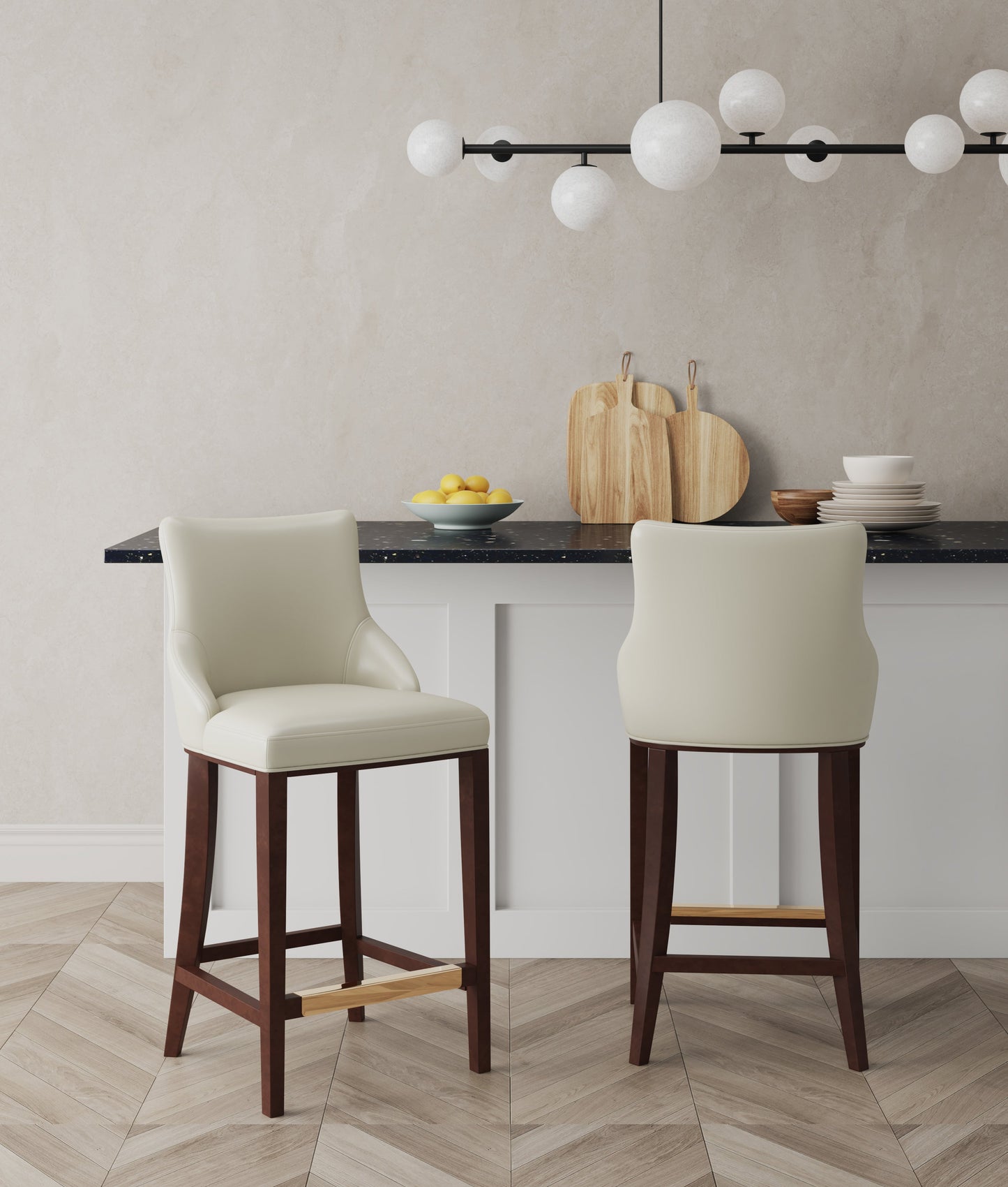 Shubert Barstool in Ivory (set of 2) - Ornate Home