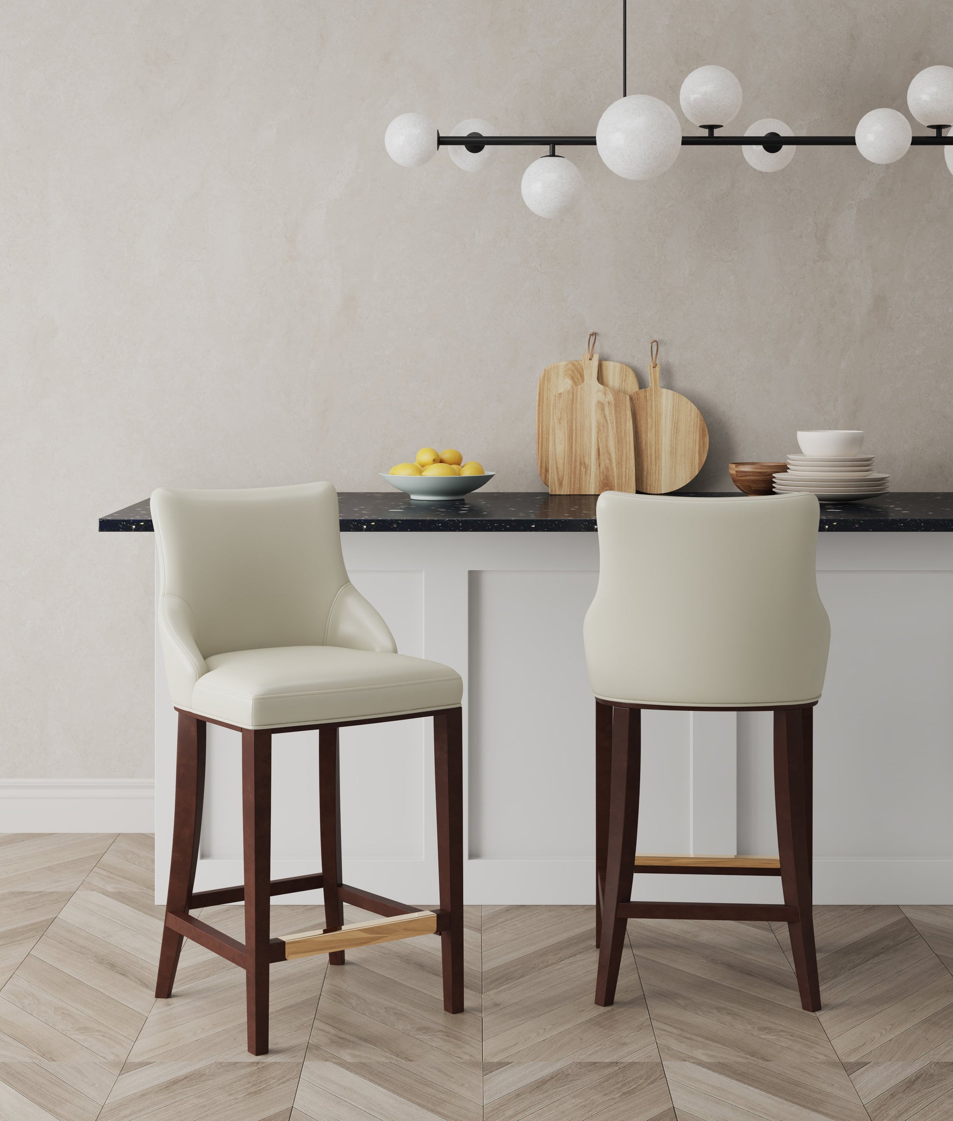 Shubert Barstool in Ivory (set of 2) - Ornate Home