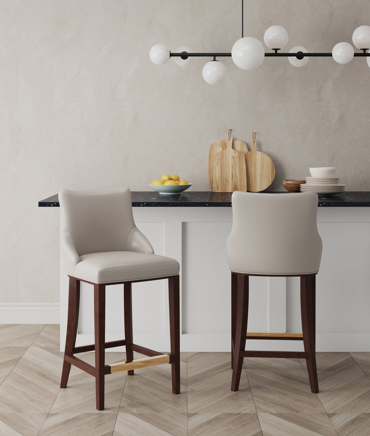 Shubert Barstool in Light Grey (set of 2) - Ornate Home
