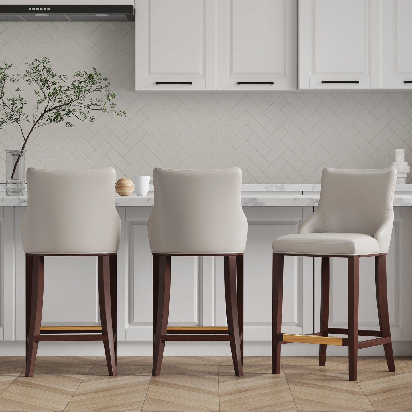 Shubert Barstool in Light Grey (set of 3) - Ornate Home