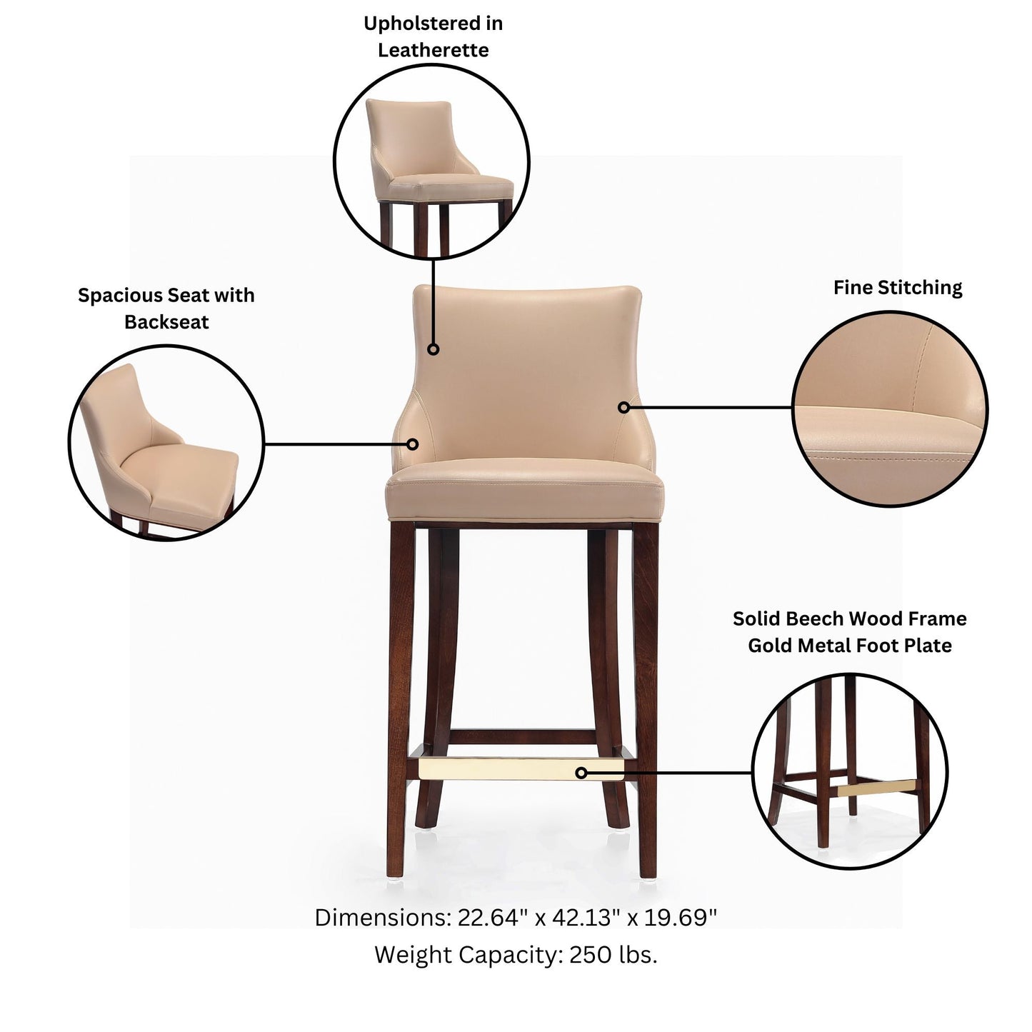 Shubert Barstool in Tan - Ornate Home